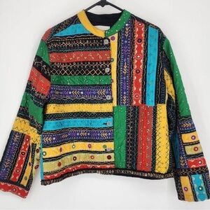 Chico’s Vintage Aztec Ethnic Light Patterned Jacket Size L